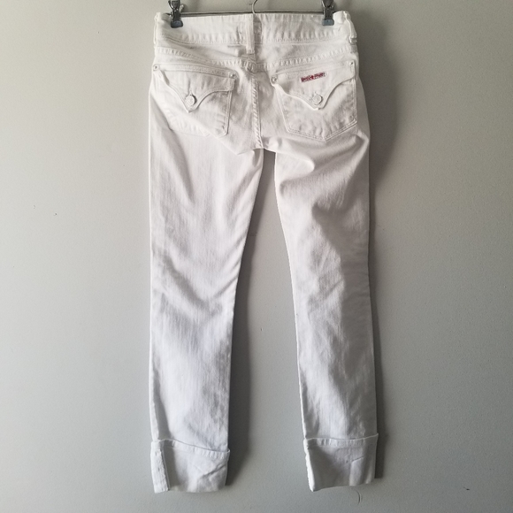 Hudson Ginny Crop Straight Cuffed White Jeans 24 - Picture 6 of 12